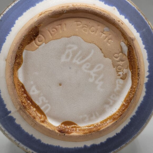 Bennett Welsh Pacific Stoneware Inc Ceramic Vase Blue Gray Brown Abstract 1970s - Picture 7 of 7